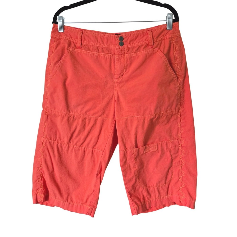 Title Nine Brash Shorts Womens 10 Coral Orange Ripstop Cotton Stretch Hiking